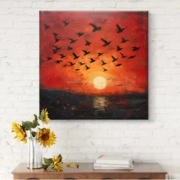 SAF Red & Black 1 Piece Canvas Floral and Botanical Wall Paintings image 4