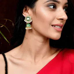 Silvermerc Designs Gold-Plated Kundan Circular Jhumkas image 4