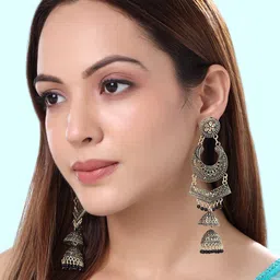 Yellow Chimes Set of 2 Contemporary Jhumkas Earrings image 2