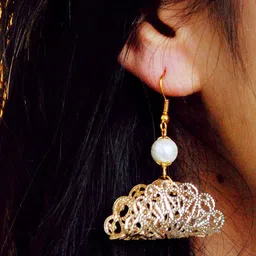 BeAbhika Taco Filigree Pearl Beaded Quirky Drop Earrings image 3