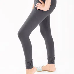 indian flower Girls Grey Solid Churidar-Length Leggings image 5