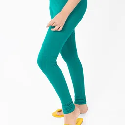indian flower Girls Green Solid Churidar Length Leggings image 2