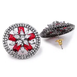 KARATCART Red Floral Studs Earrings image 3