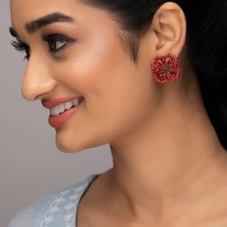 Rubans Gold-Plated AD-Studded Geometric Studs Earrings-picture-43