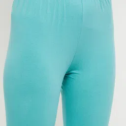 max Women Turquoise Blue Solid Churidar-Length Leggings image 3