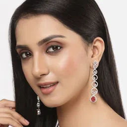 Kennice Rhodium-Plated Circular Drop Earrings image 5
