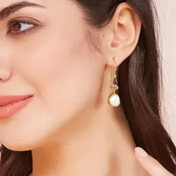 Fabindia Artificial Stones Silver Drop Earrings image 2
