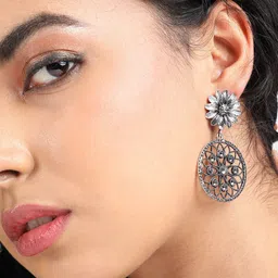 SOHI Silver-Plated Contemporary Drop Earrings image 2