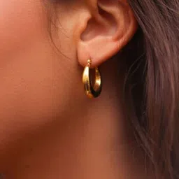 KRYSTALZ Gold-Plated Stainless Steel Circular Antique Half Hoop Earrings image 2