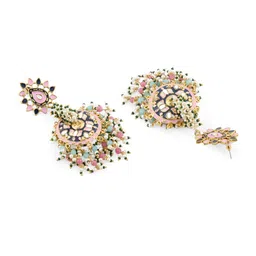 Zaveri Pearls Multicoloured Clustered Beads & Meenakari Contemporary Jhumkas Earrings image 5
