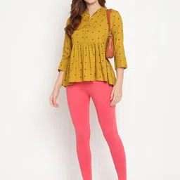 TAG 7 Women Pack Of 2 Peach & Brown Solid Ankle-Length Leggings image 5