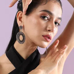 SOHI Artificial Stones Silver-Plated Drop Earrings image 5