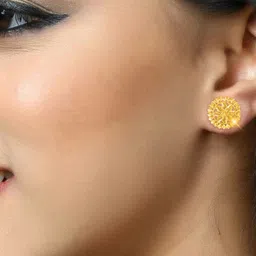 Vighnaharta Gold-Plated Floral Drop Earrings image 2