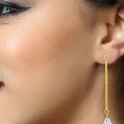 Vighnaharta Gold-Plated Floral Drop Earrings image 2