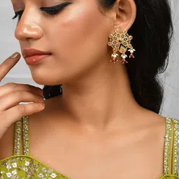 Voylla Gold-Plated Floral Stud Earrings image 4
