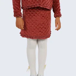 One Friday Girls Brown Self Design Embellished Above Knee-Length A-Line Skirt-picture-20