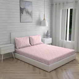 Boutique Living India Pink Ethnic Motifs 225 TC Super King Bedsheet with 2 Pillow Covers-picture-35