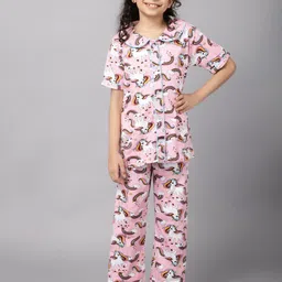 Ninos Dreams Girls Conversational Printed Pure Cotton Night Suit-picture-42
