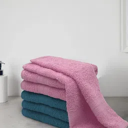 Aura Teal & Pink Anatolia 6 Piece 100% Cotton Face Towel Set in 500 GSM image 3