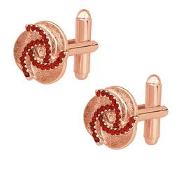 Mahi Rose Gold-Plated Crystal Round Cufflink image 2
