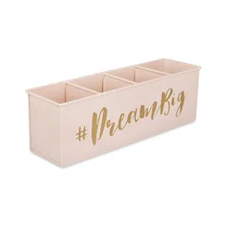 Living With Elan Pink Typography Printed 4 Compartments Reusable Desk Organizer image 4