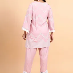 Bani Women Plus Size Geometric Printed Lace Detail Flared Sleeves Top With Trouser image 5