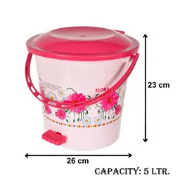 Kuber Industries Pink & White Printed Pedal Dustbins - 5 L image 3