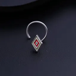 House of Aadyaa 925 Sterling Silver Oxidised Stud Nosepin image 3