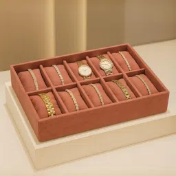 La Trove Pink Premium Velvet 10 Slot for Wardrobe Closet Bracelets Organizer Tray-picture-13