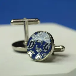 Tossido Men Paisley Printed Round Brass Cufflink image 3