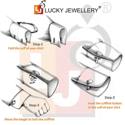 LUCKY JEWELLERY Gold-Plated AD Stone Studded Cufflink image 2