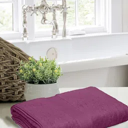 BOMBAY DYEING Maroon Solid 550 GSM Pure Cotton Bath Towel-image-0