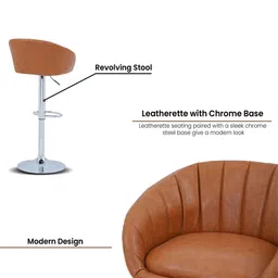 royaloak Naples Leatherette Bar Stool in Brown Colour image 5
