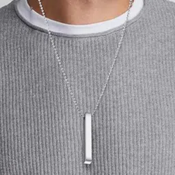 Roadster Lifestyle Co. Silver-Toned Men Edge Bar Pendant with Chain-picture-30