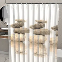 Kuber Industries Brown & White Printed Shower Curtains image 4