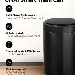 UMAI Black Automatic Stainless Steel Sensor Dustbins image 3