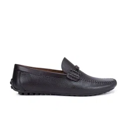 ROSSO BRUNELLO Men Textured Round Toe Leather Driving Shoes image 5