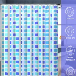 Kuber Industries 6-Pcs Blue & White Printed Shower Curtains image 5