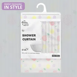 Kuber Industries White4-Pcs Firework Printed Quick Dry Shower Curtains With 12 Rings image 5