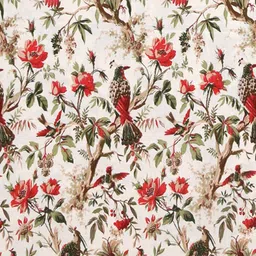 EasyGoods Ankh Off White & Red 2 Pieces Floral Black Out Long Door Curtains image 4