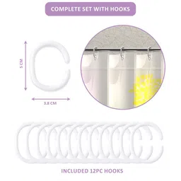 Kuber Industries White4-Pcs Firework Printed Quick Dry Shower Curtains With 12 Rings image 3