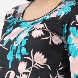 Popwings Floral Printed Round Neck Three-Quarter Sleeves Top image 2