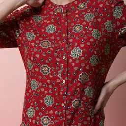 Sangria Foil-Printed Cotton Straight Kurta image 3