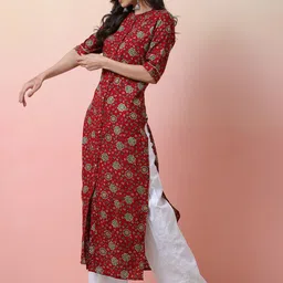 Sangria Foil-Printed Cotton Straight Kurta image 5