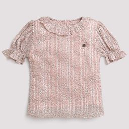Tiny Girl Floral Printed Puff Sleeves Ruffles Detail A-Line Top-picture-19