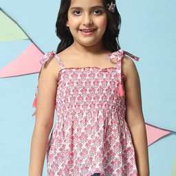 Biba Girls Floral Printed Smocked Cotton Top-picture-26
