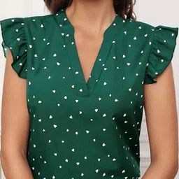 Stylecast X Slyck Printed Mandarin Collar Flutter Sleeves Ruffled Top-picture-35