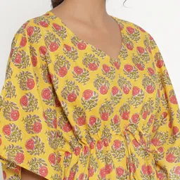 JISORA Yellow Printed Maxi Nightdress image 5