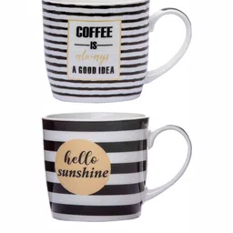 Roxx Set of 4 Text or Slogans Printed Bone China Glossy Mugs image 2