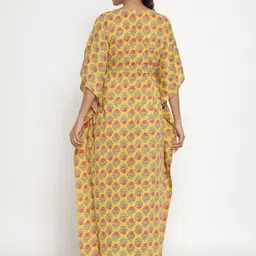 JISORA Yellow Printed Maxi Nightdress image 2